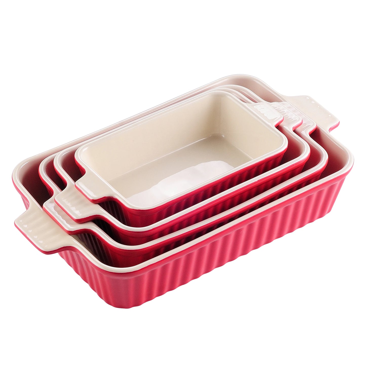 Malacasa Ceramic Bakeware Set 4 Piece With Oven Safe Handles