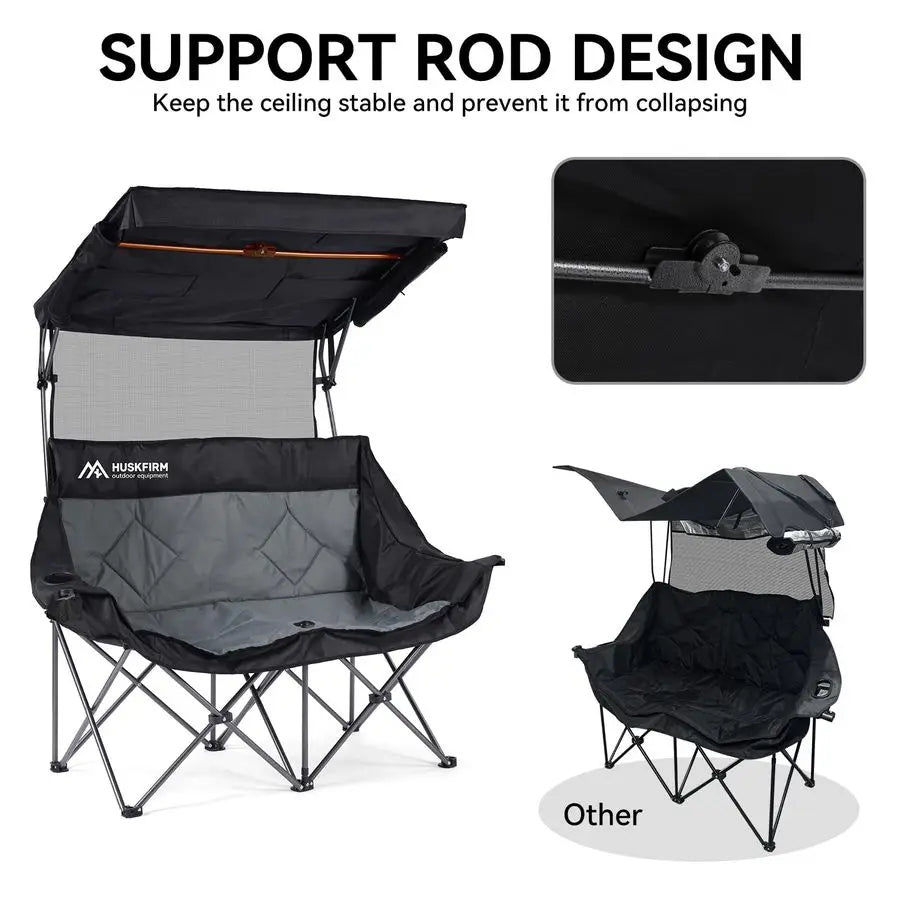 XMSJ Camping Chair With Canopy Shade Folding Double Loveseat