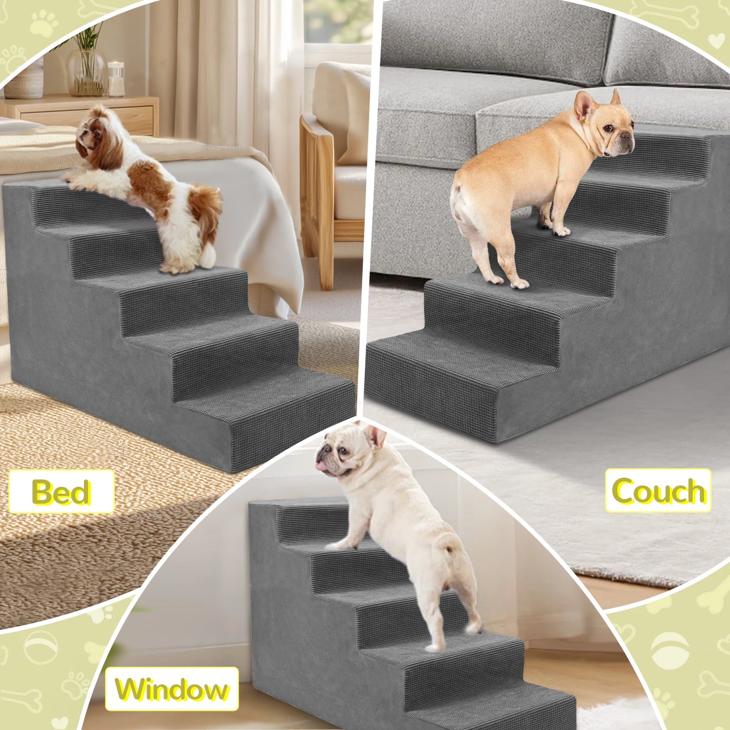 Niubya Pet Stairs 4-Tier And 5-Tier Non-Slip Foam Steps