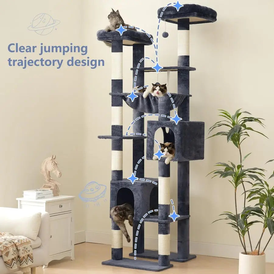 XMSJ Cat Tree Tower With Multilevel Platforms And Condos