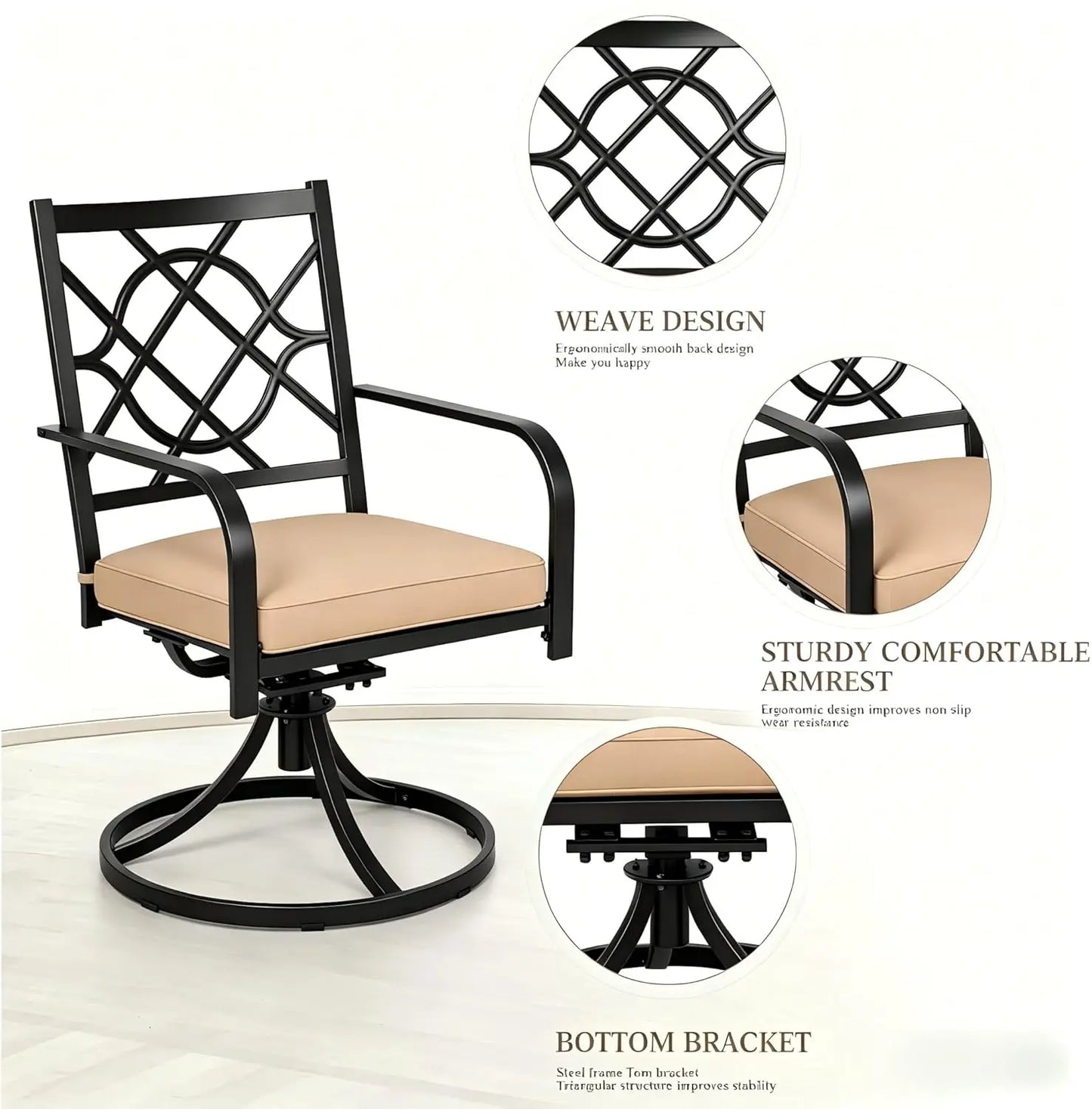 Metal Swivel Dining Chairs Set Of Four Outdoor Patio Furniture