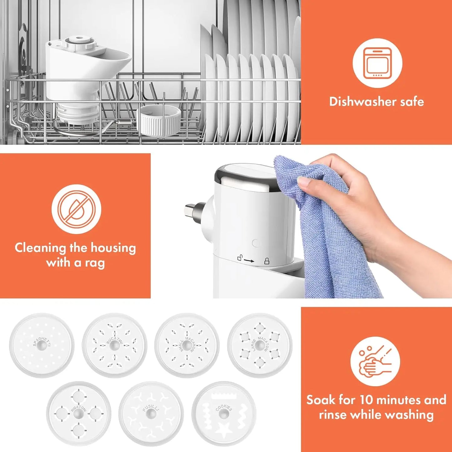 Pasta Attachment For Stand Mixer With 7 Plates For Shapes