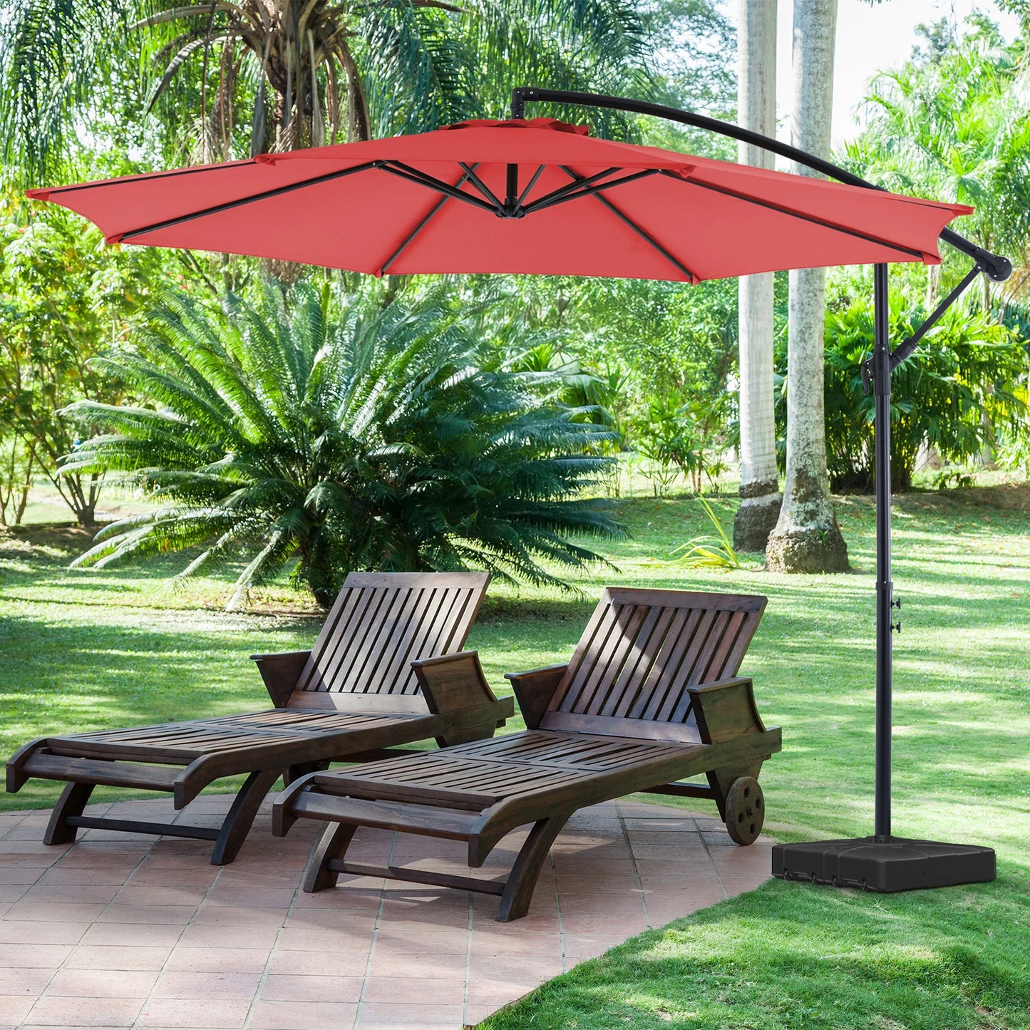 JHK Outdoor Patio Cantilever Umbrella Easy Tilt UV Protection