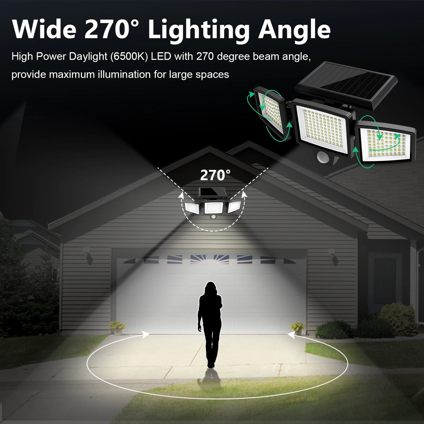 3 Pack Outdoor Solar Lights, 2800LM,Motion Sensor Security Lights for Porch, Garage, Yard Entrance, Patio