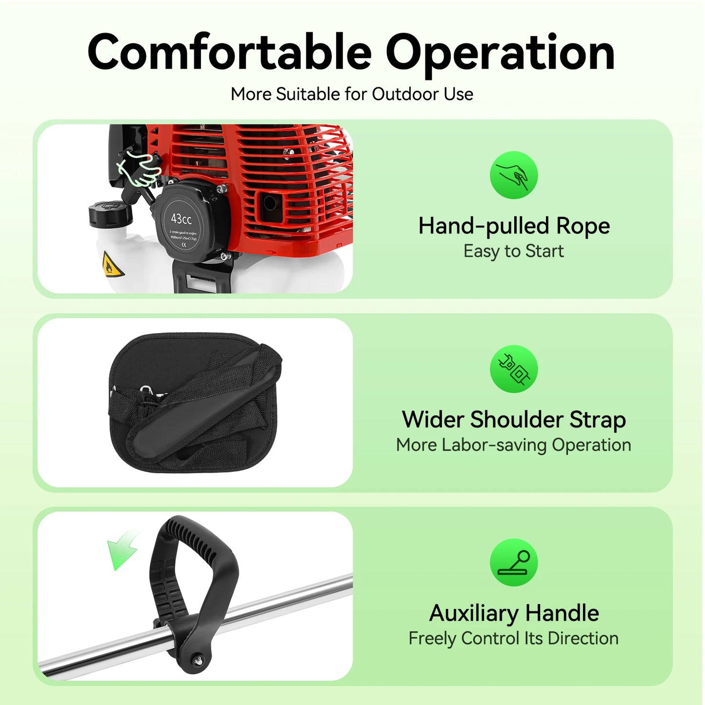 Gas Weed Edger 43CC Dual Blade Heads 2Stroke Lawn Trimmer