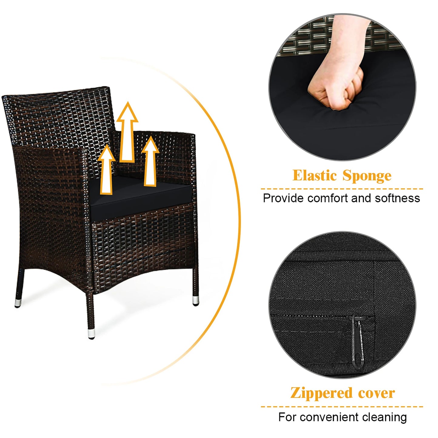 HOMASIS Rattan Patio Furniture Set Cushioned Sofa Chairs Coffee Table