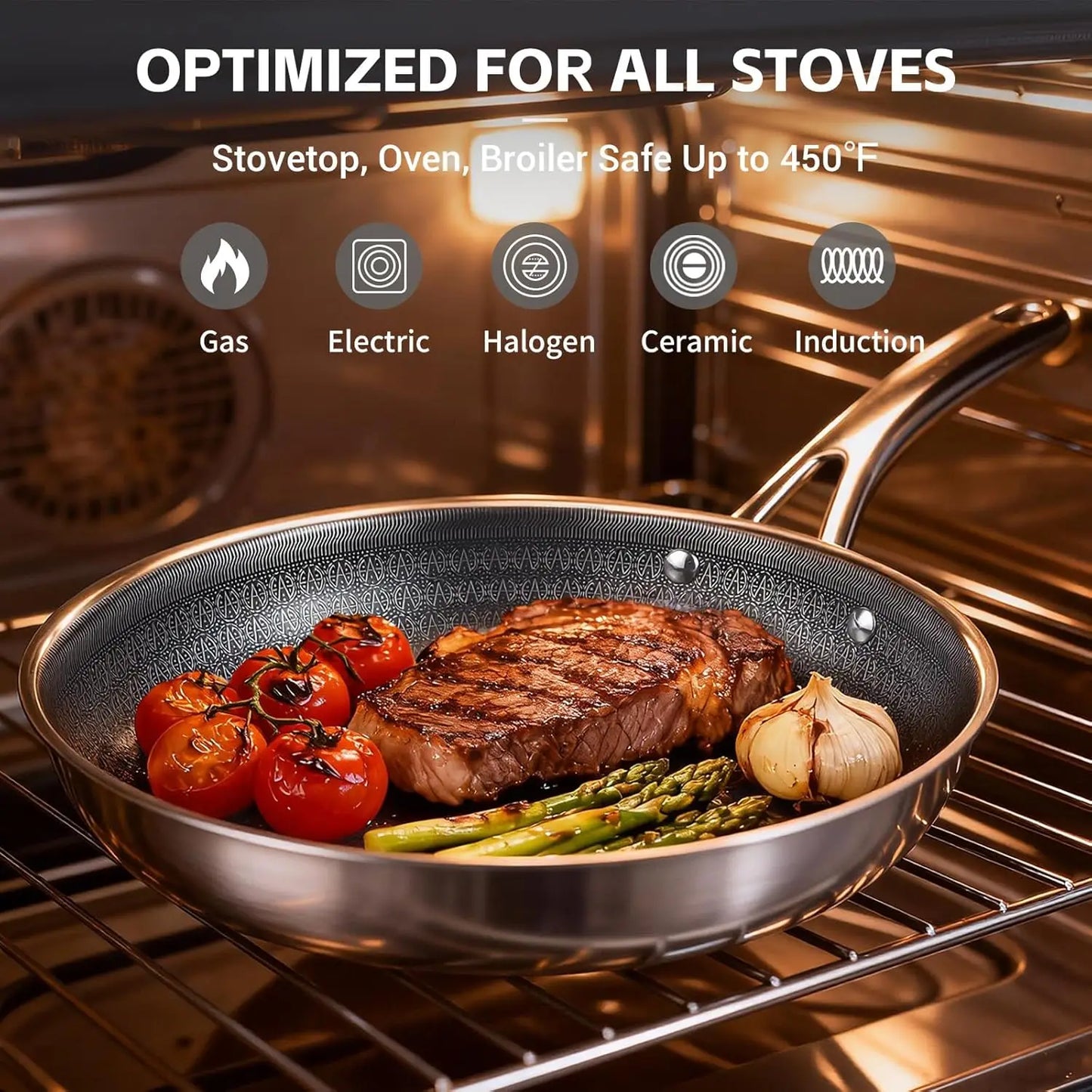 Nonstick Stainless Steel Cookware Set With Hybrid Ceramic Coating