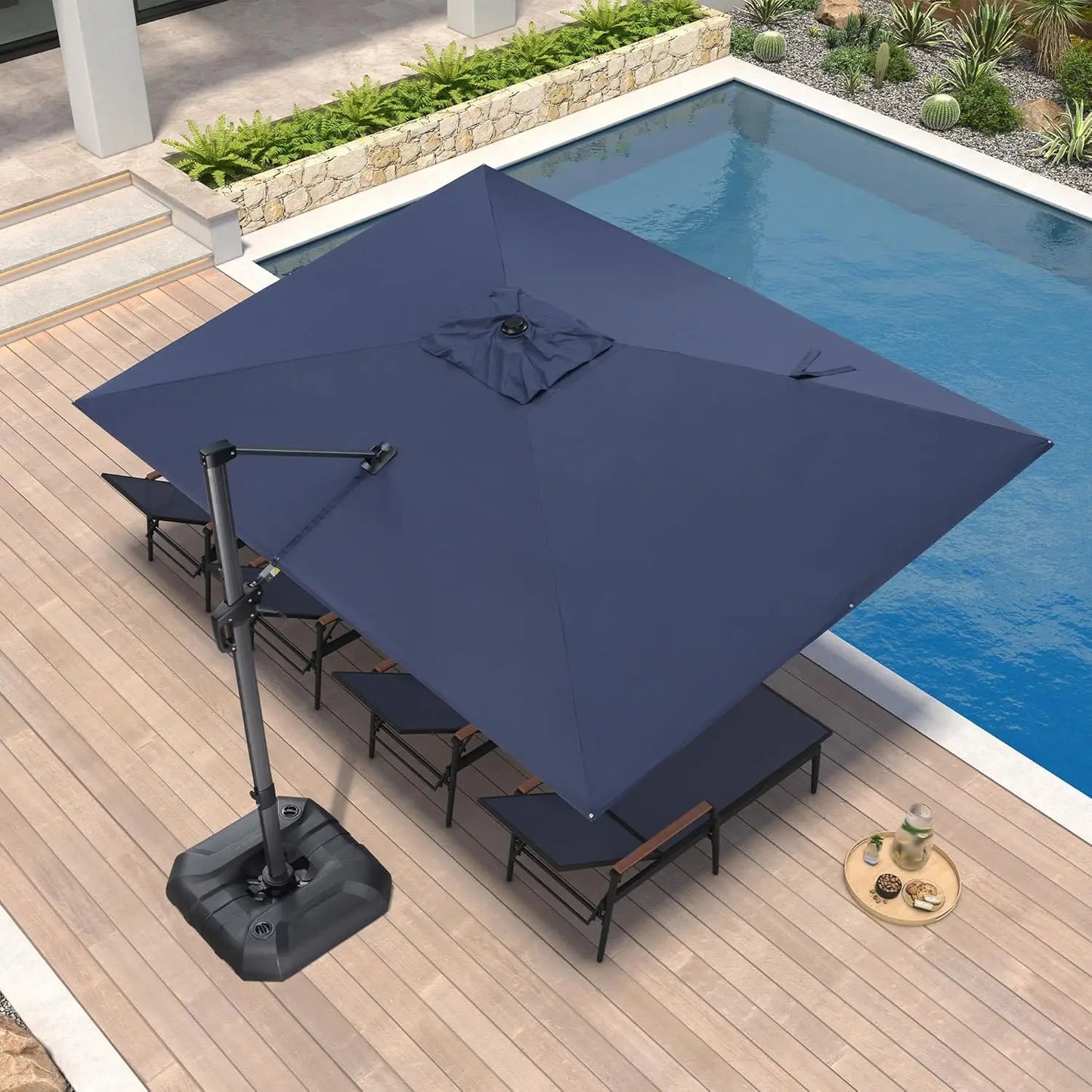 Rectangular Cantilever Patio Umbrella Aluminum Offset 360 Rotation