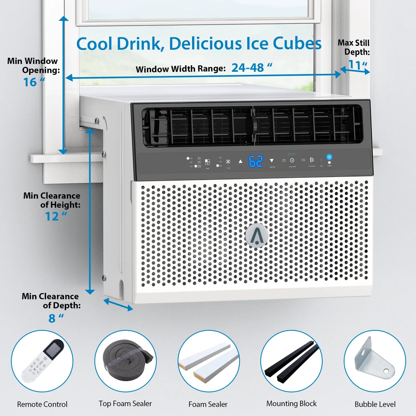 Acekool Window Air Conditioner Energy Efficient for Medium Rooms