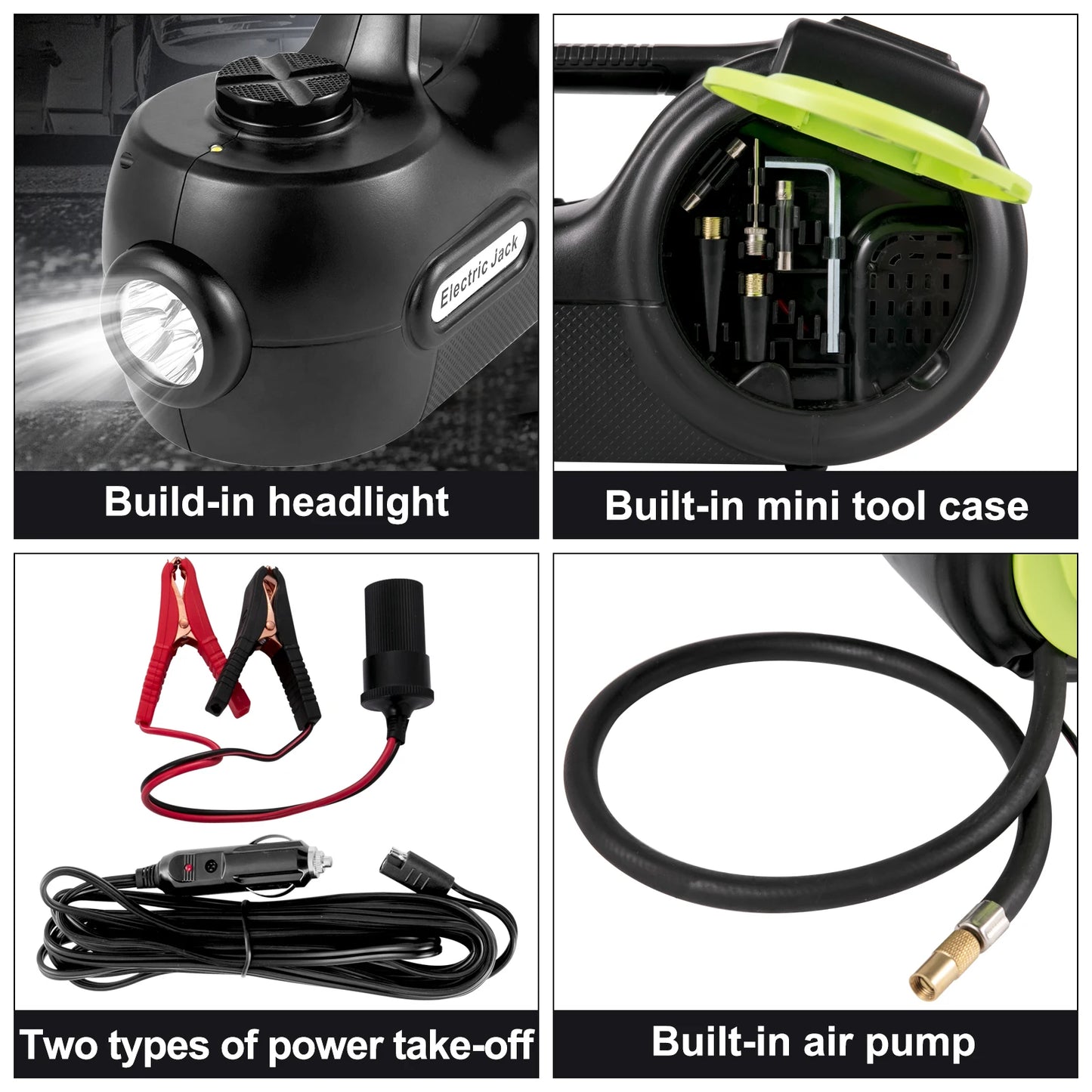 SucceBuy 4 In 1 Electric Car Jack 12V 5T Portable Hydraulic LED Light