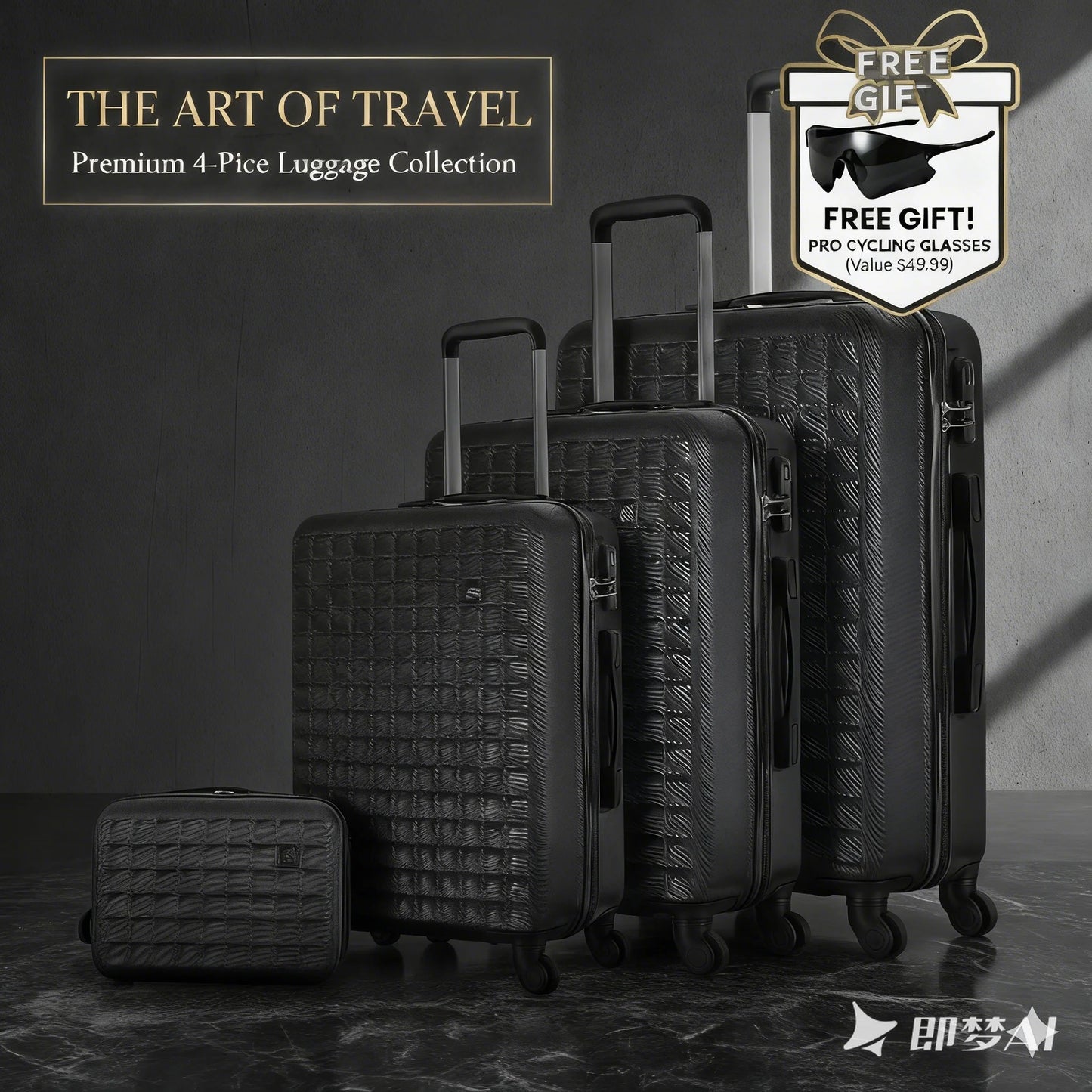 NONECN 4-Piece ABS Hardside Spinner Luggage Set With Cosmetic Bag