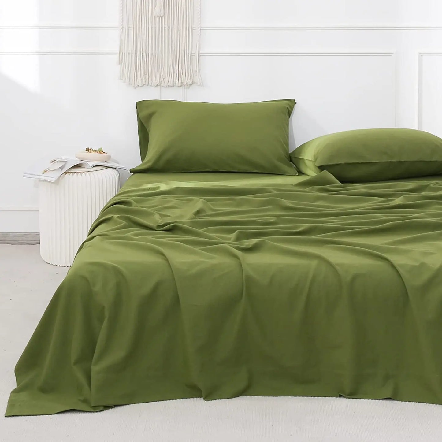 Simple Opulence Belgian Linen Cotton Blend Bedding Set With Fitted Sheets