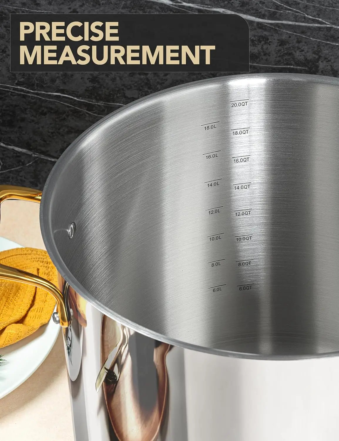 XMSJ Stainless Steel Stock Pot With Lid Ergonomic Handle