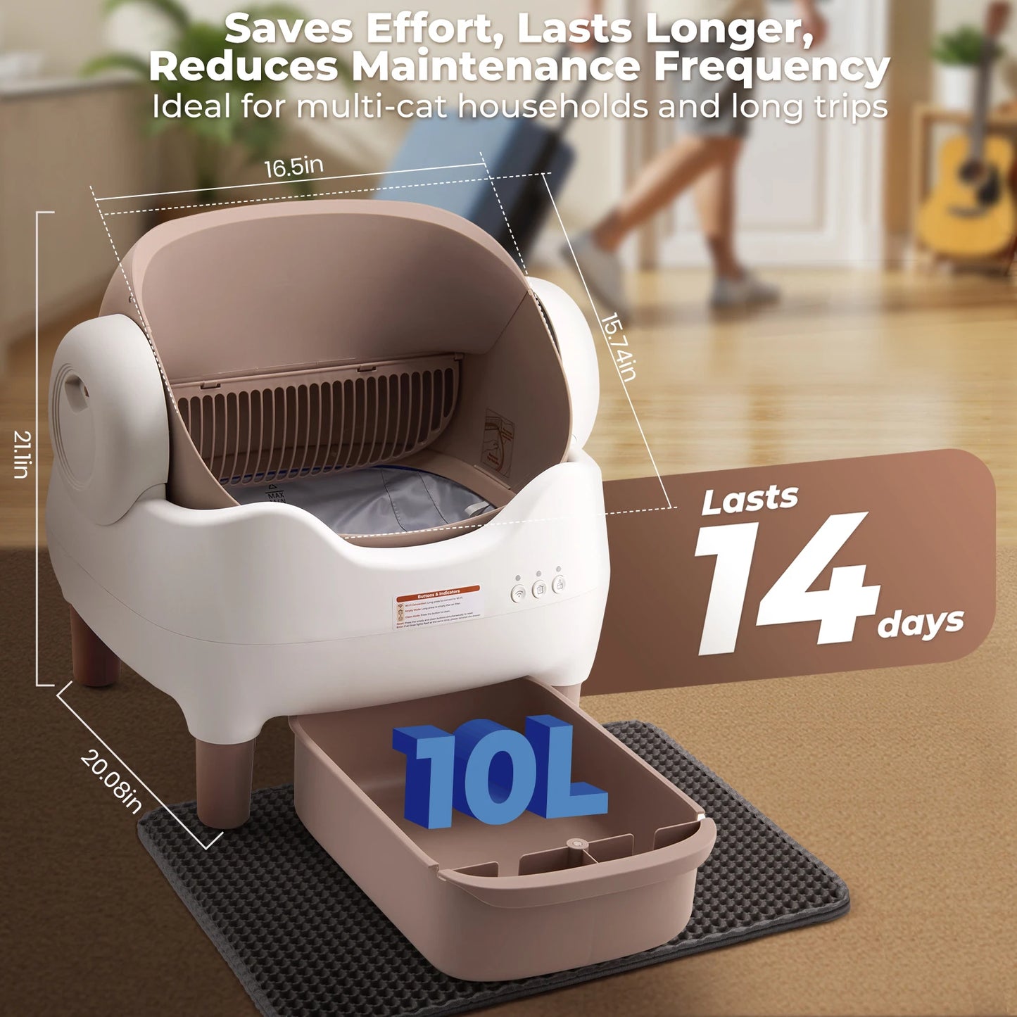 Lunapurr Automatic Self Cleaning Cat Litter Box With App Control