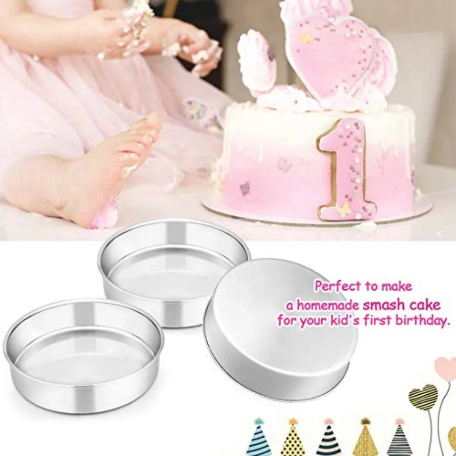 SHXI Stainless Steel Cake Pan Set Of 3 Round Pans Mirror Finish Dishwasher Safe