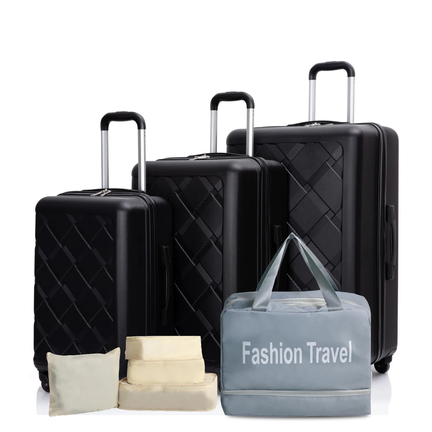 TravelhouseCN Luggage Set 3 Piece Double Spinner ABS Hard Case