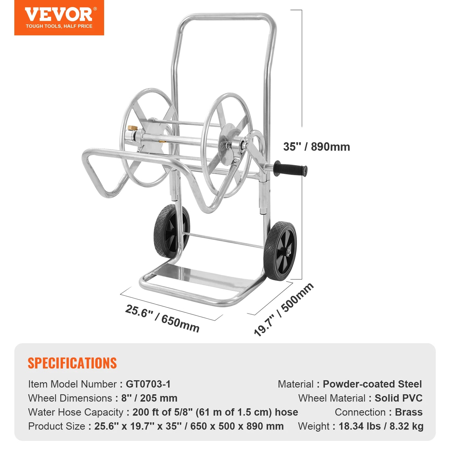 SucceBuy Hose Reel Cart With Basket Garden Roll Up System