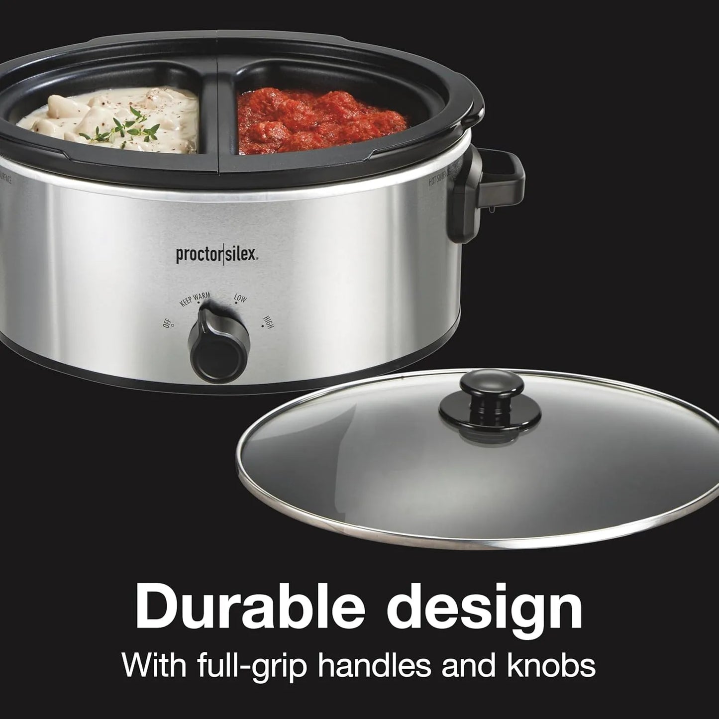 Double Dish Slow Cooker With 6 Qt Crock And Dual Two Point Five Qt Inserts