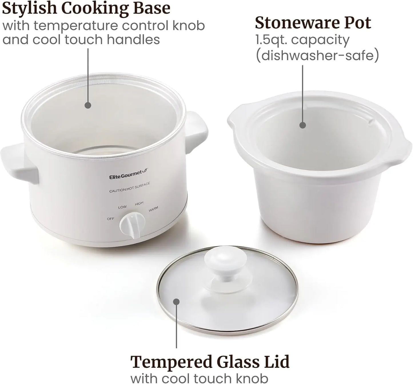 Electric Slow Cooker With Ceramic Pot And Adjustable Temperature