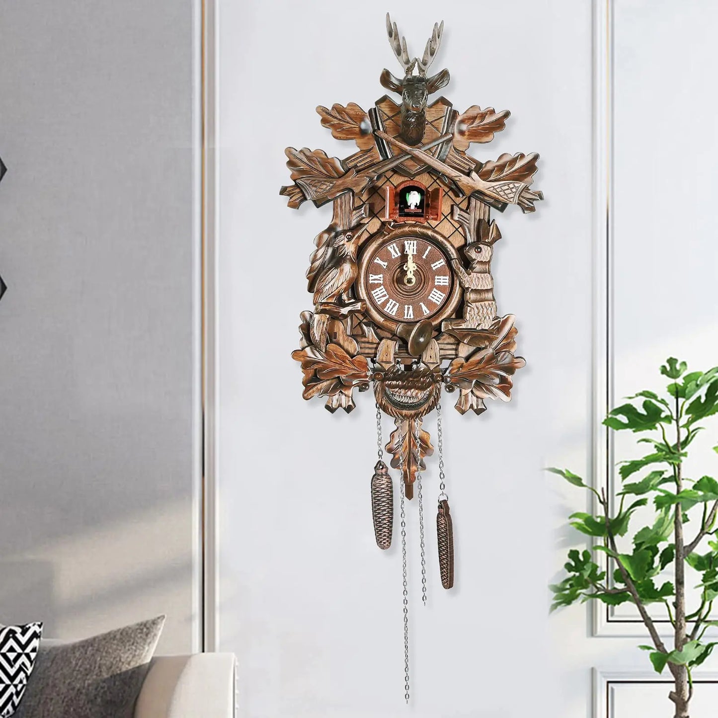 Traditional Black Forest Cuckoo Wall Clock for Living Room