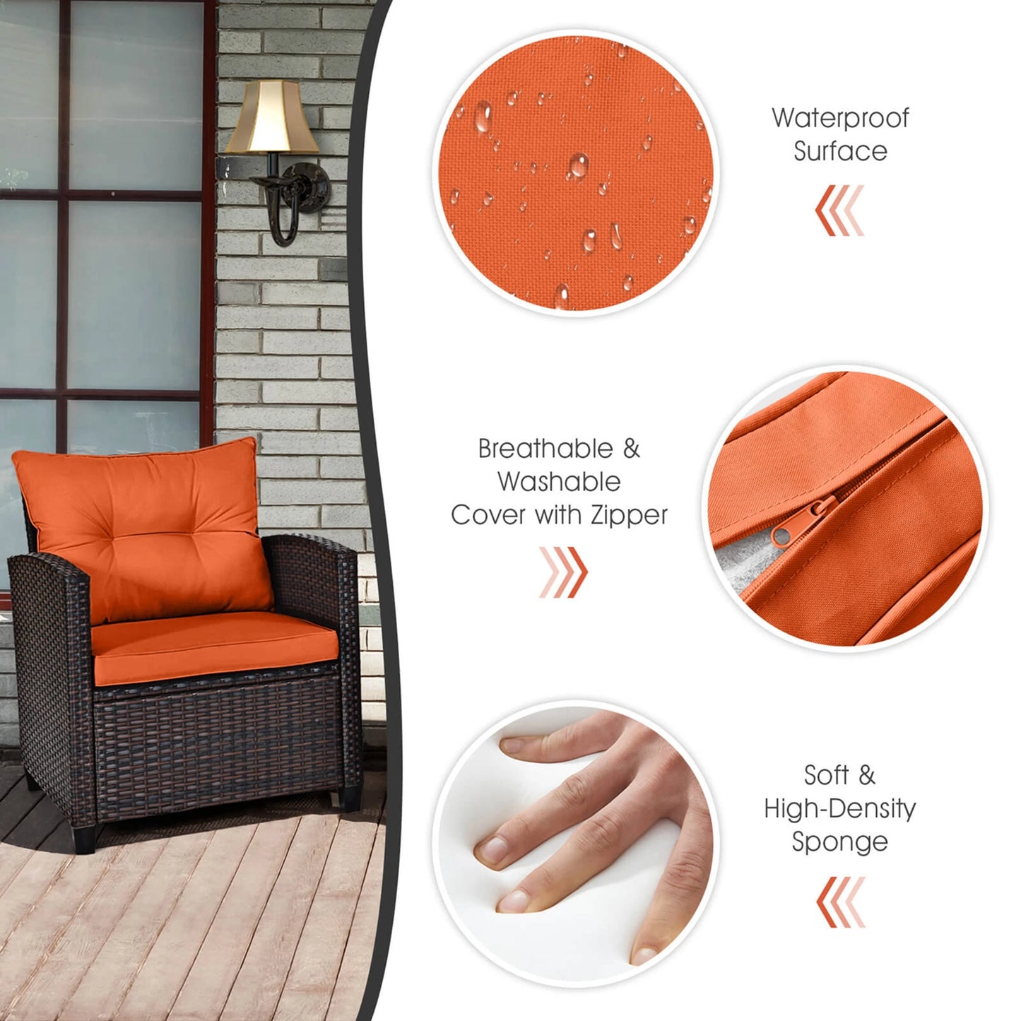 HOMASIS Patio Rattan Furniture Set Cushioned Sofa