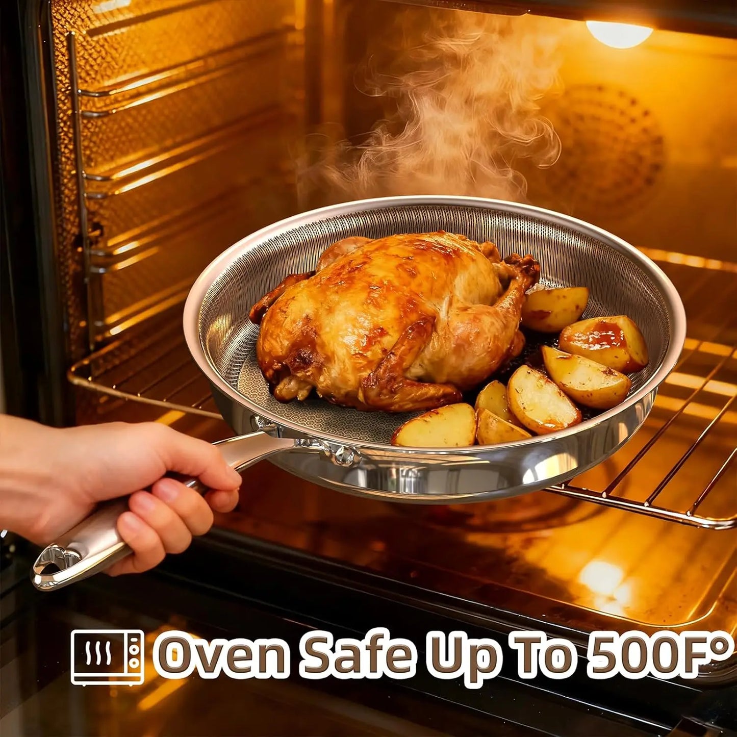 Stainless Steel Cookware Set With Nonstick Coating Induction Oven Safe