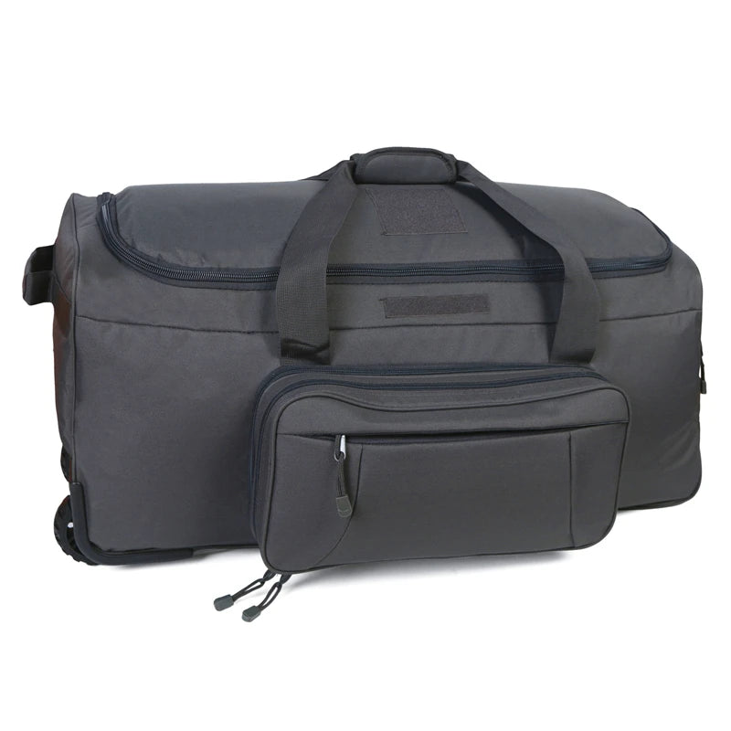 QCN Tactical Rolling Duffel Bag Luggage For Travel And Hiking