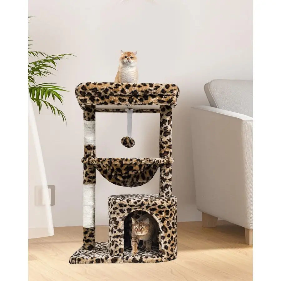 XMSJ Leopard Print Cat Tree Indoor Cat Tower