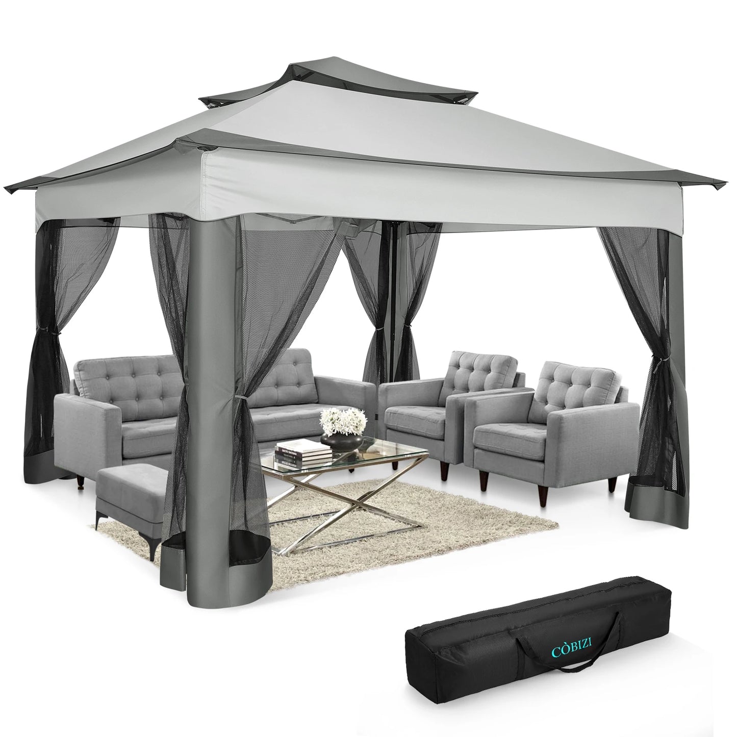 Tooluck Pop Up Gazebo With Mosquito Netting For Outdoors