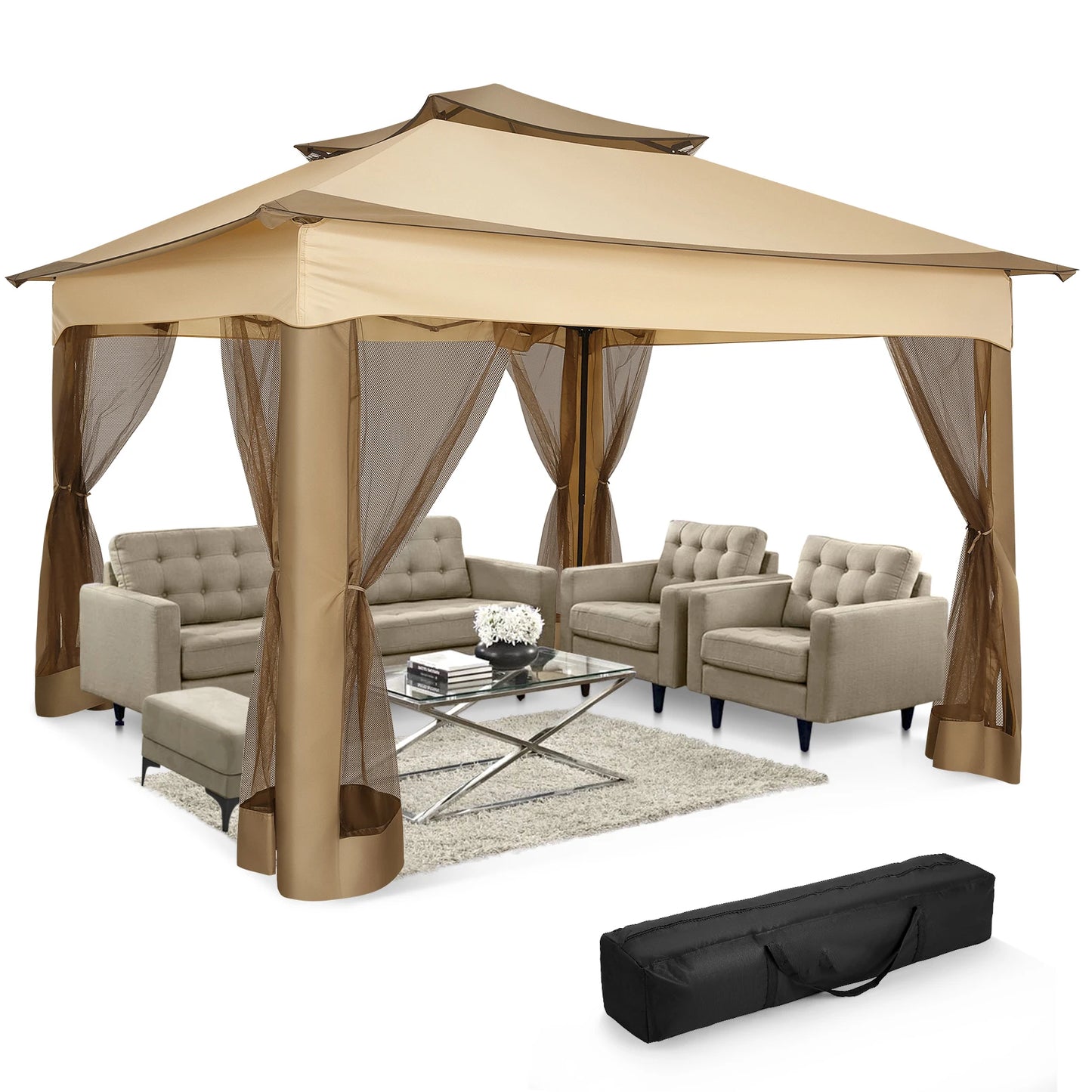 Tooluck Pop Up Gazebo With Mosquito Netting For Outdoors
