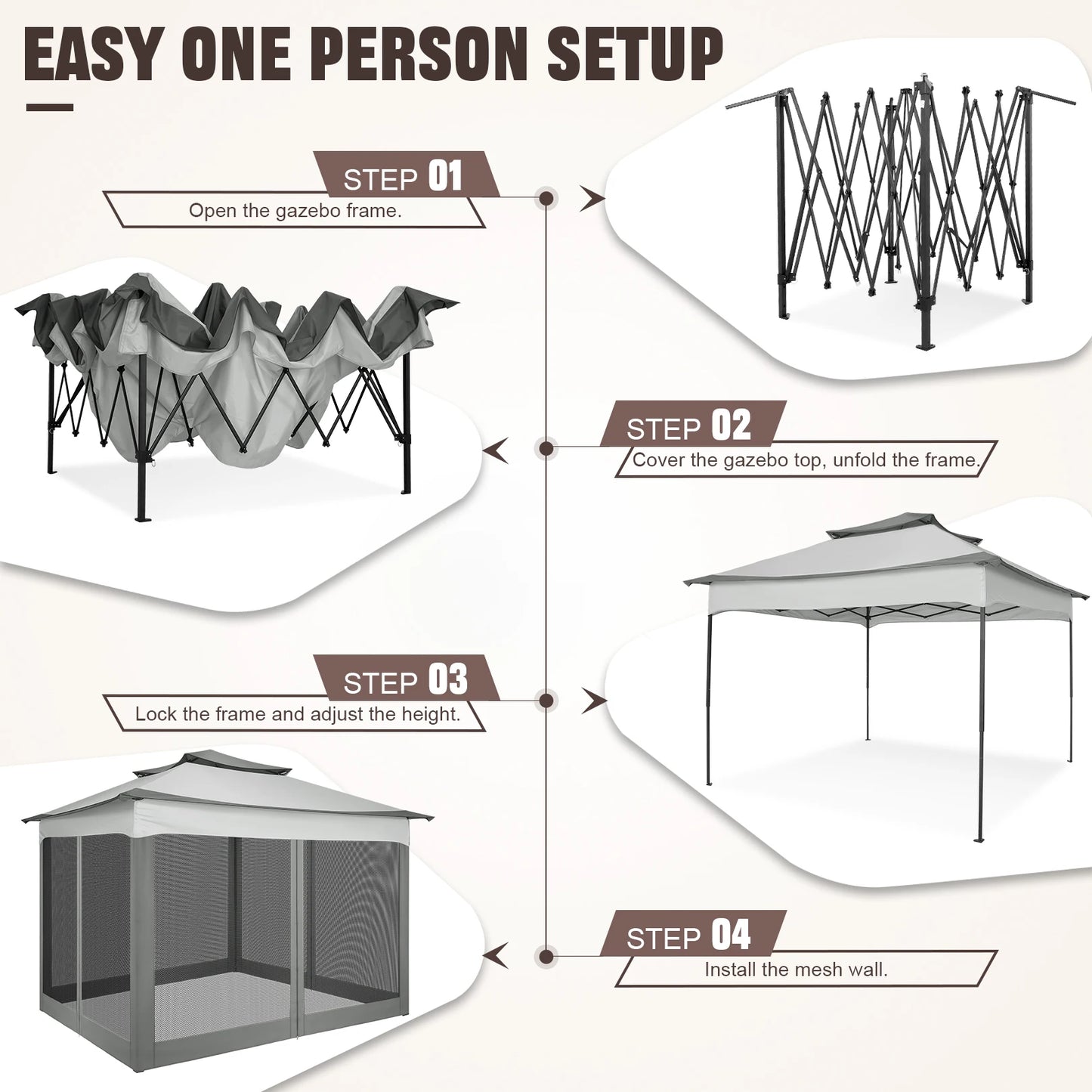 Tooluck Pop Up Gazebo With Mosquito Netting For Outdoors