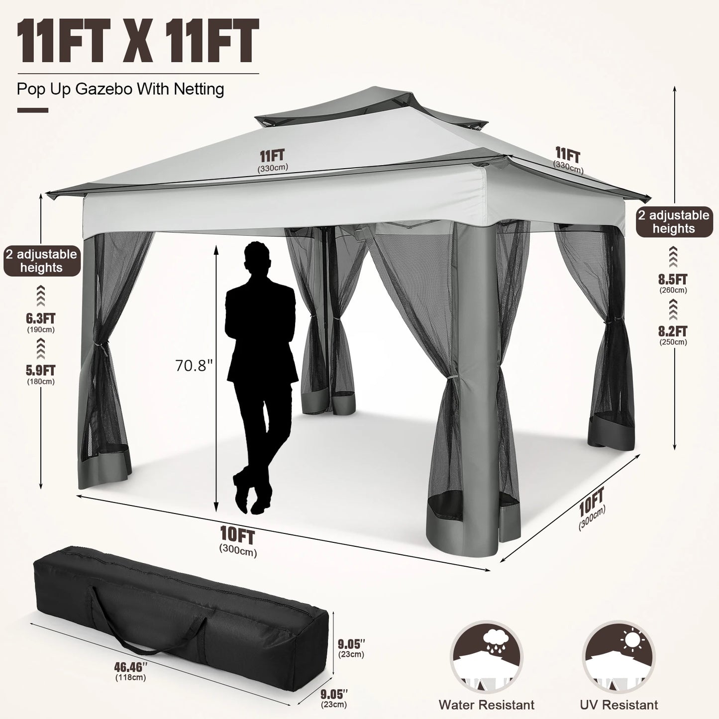 Tooluck Pop Up Gazebo With Mosquito Netting For Outdoors