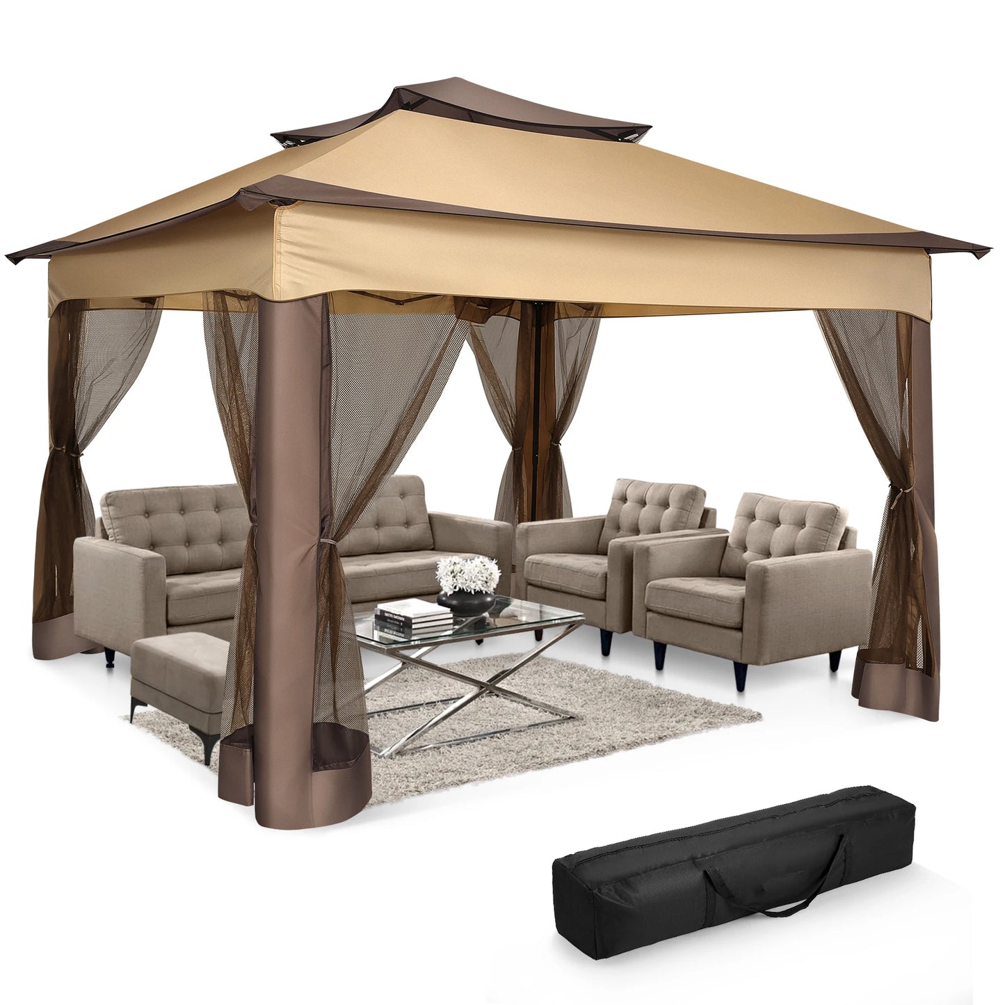 Tooluck Pop Up Gazebo With Mosquito Netting For Outdoors