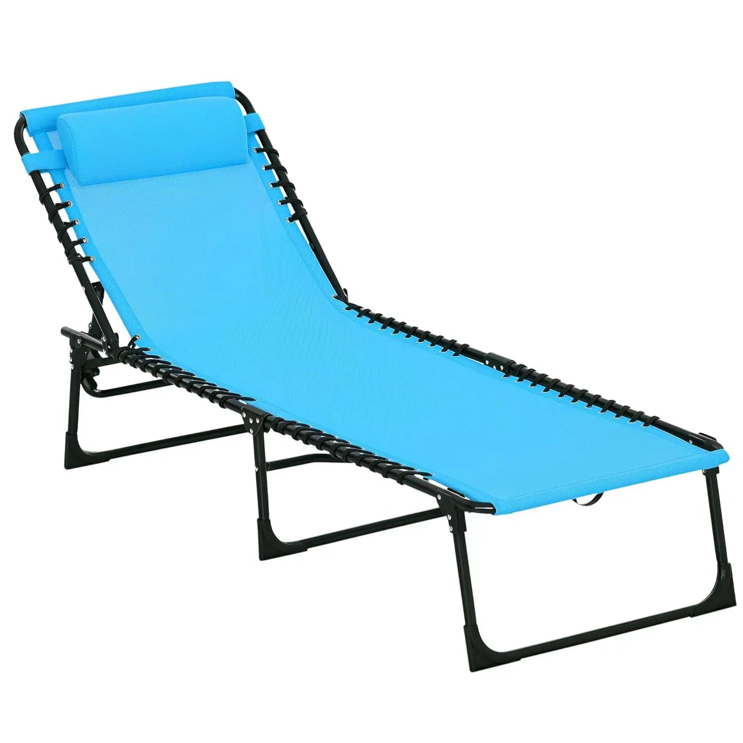 Folding Chaise Lounge Chair Outdoor Sun Lounger With Reclining Back