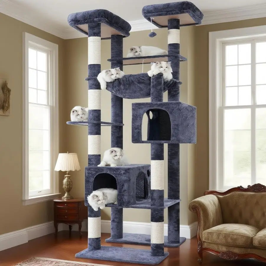 XMSJ Cat Tree Tower With Multilevel Platforms And Condos