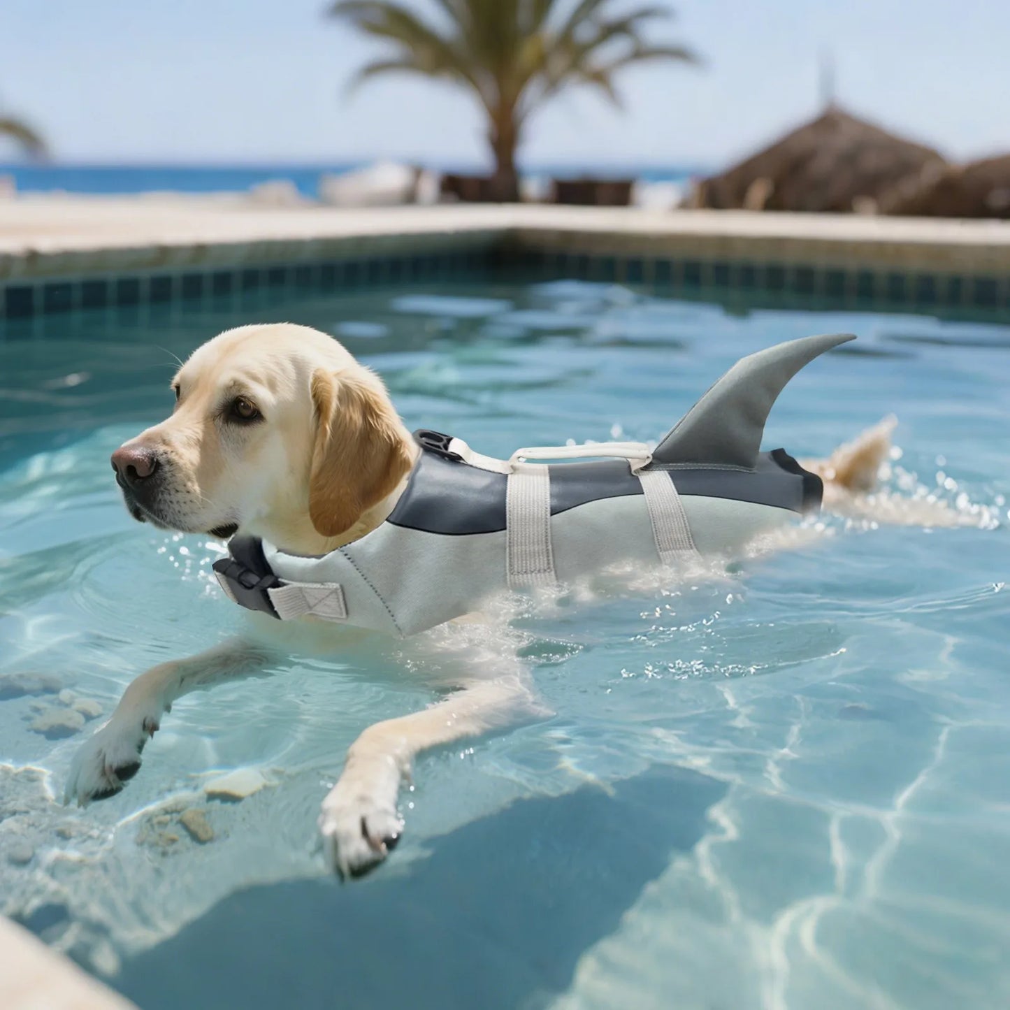 Dog Life Jacket Buoyant Vest With Handle For Swimming