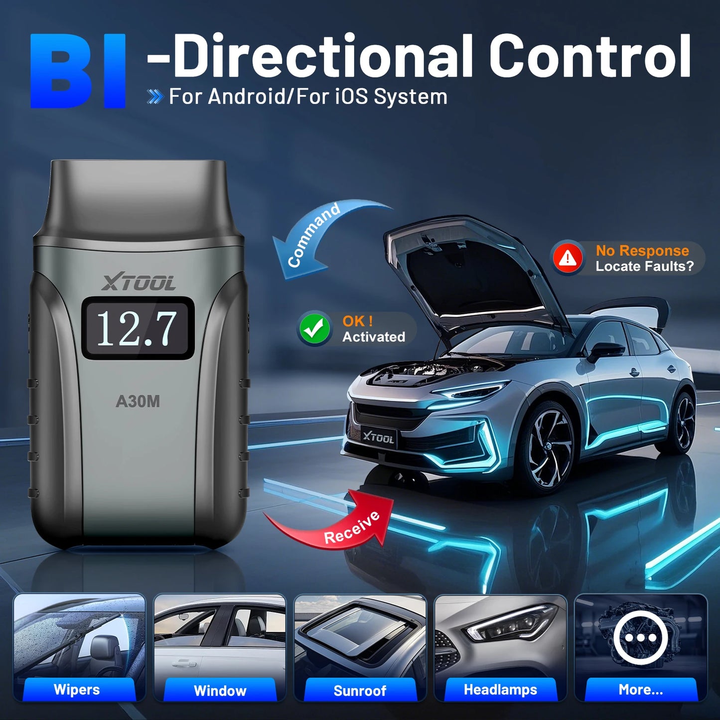 XTOOL A30M Full System Bidirectional OBD2 Diagnostic Tool 26 Resets
