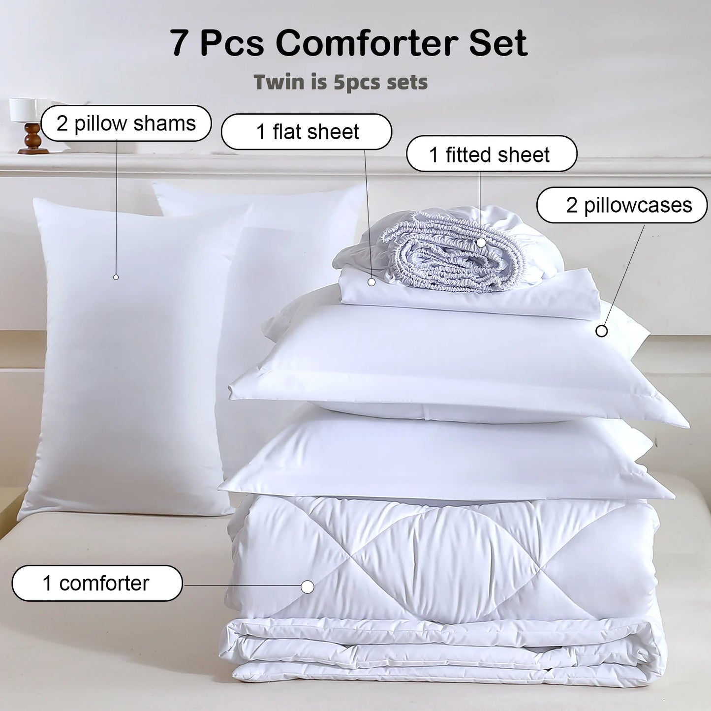 easYumCN 7 Piece Bedding Set With Comforter And Sheets