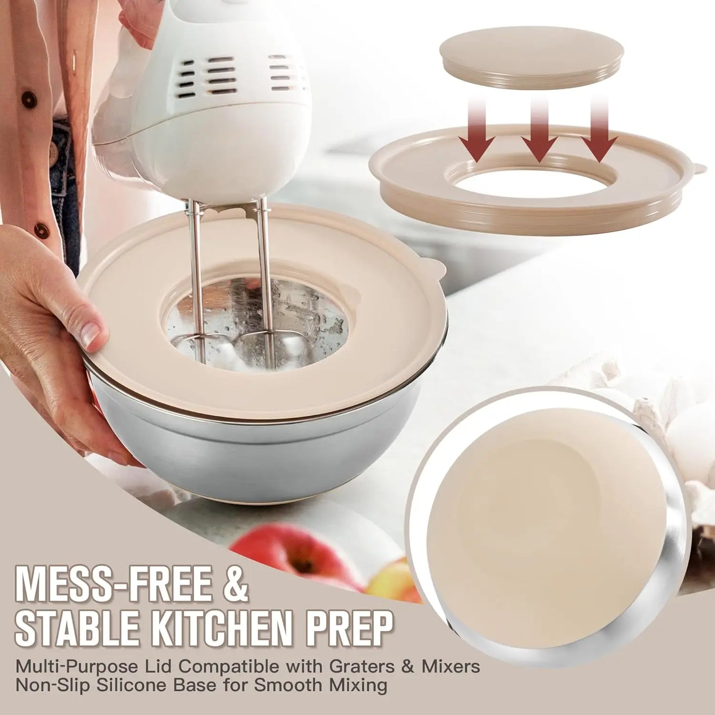 XMSJ Mixing Bowls With Lids Stainless Steel Nesting Set