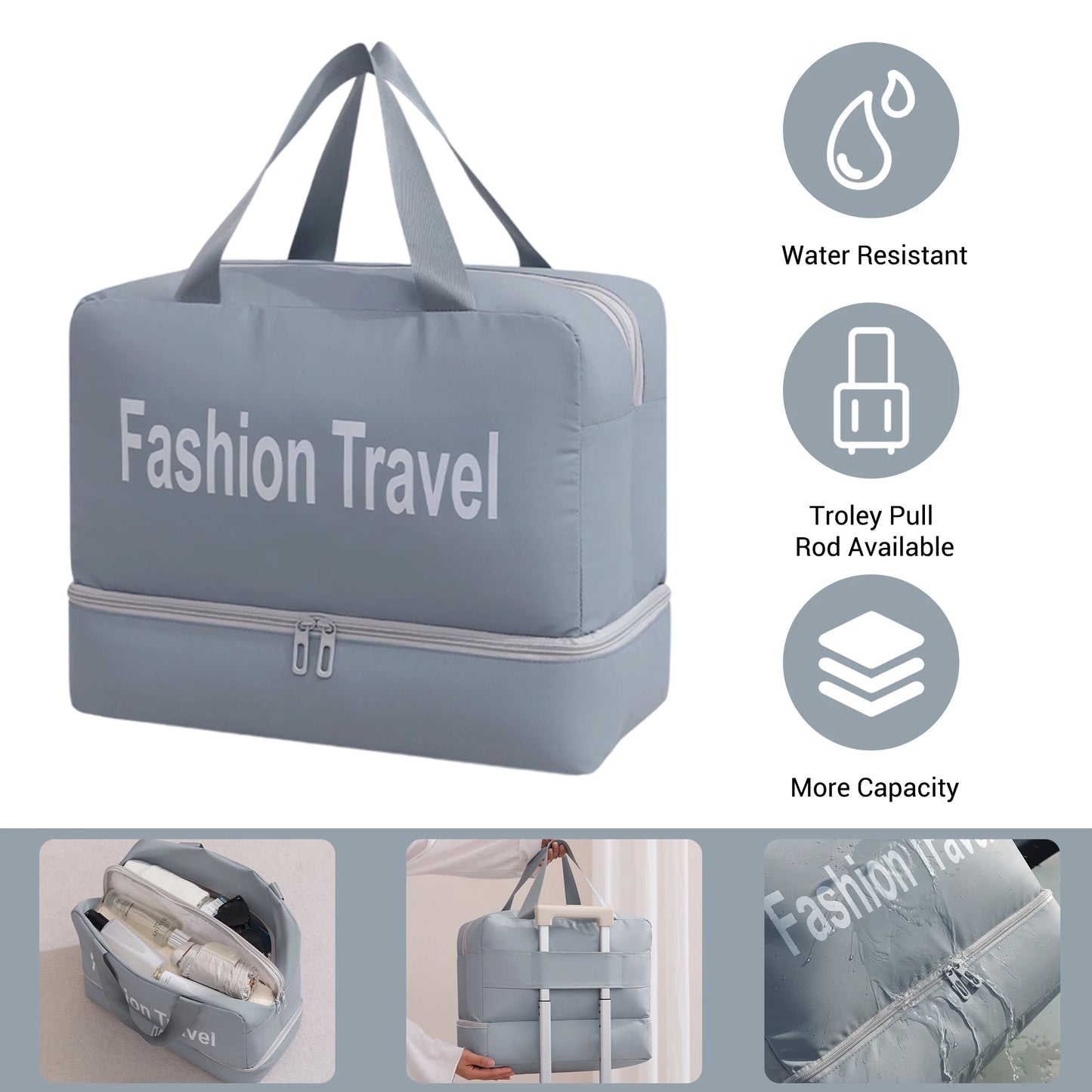 TravelhouseCN Luggage Set 3 Piece Double Spinner ABS Hard Case