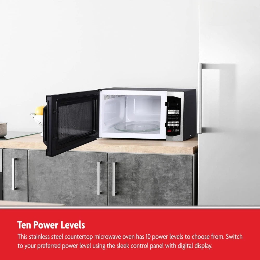 1100W Stainless Steel Countertop Microwave With Digital Timer