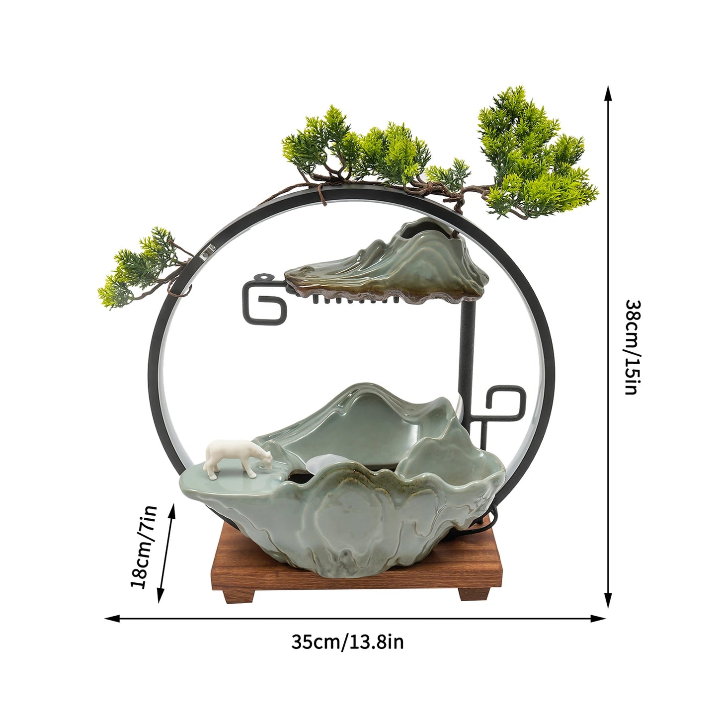 Indoor Tabletop Water Fountain With Mist Rockery Led Decor Meditation