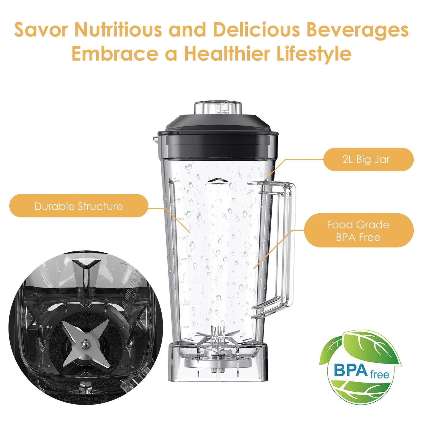 Biolomix BPA Free 3HP Blender Juicer Heavy Duty Food Processor