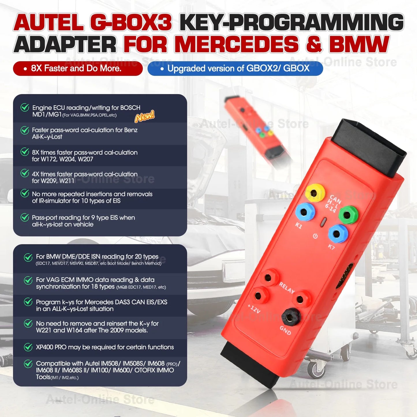 Autel GBOX3 Key Programming Tool For Mercedes Benz BMW Toyota All Keys Lost