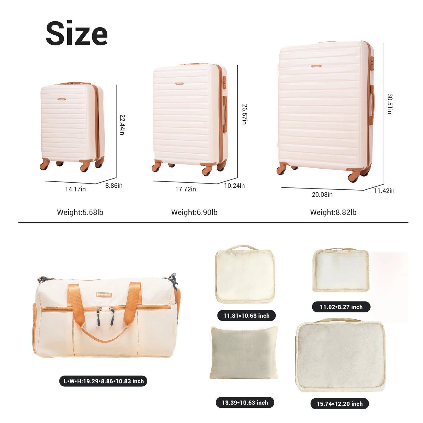 TravelhouseCN ABS Luggage Set With Spinner Wheels TSA Lock