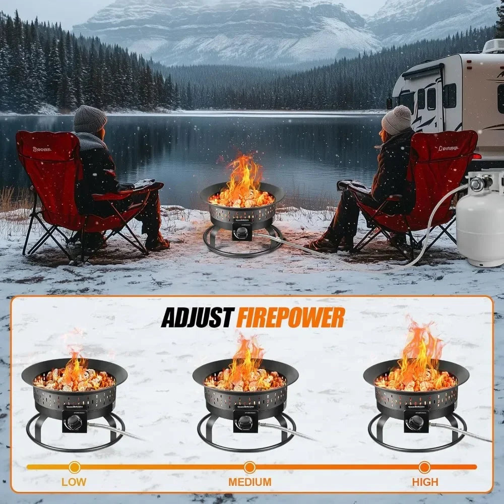 Outdoor Portable Propane Fire Pit With Grill And Carry Handle