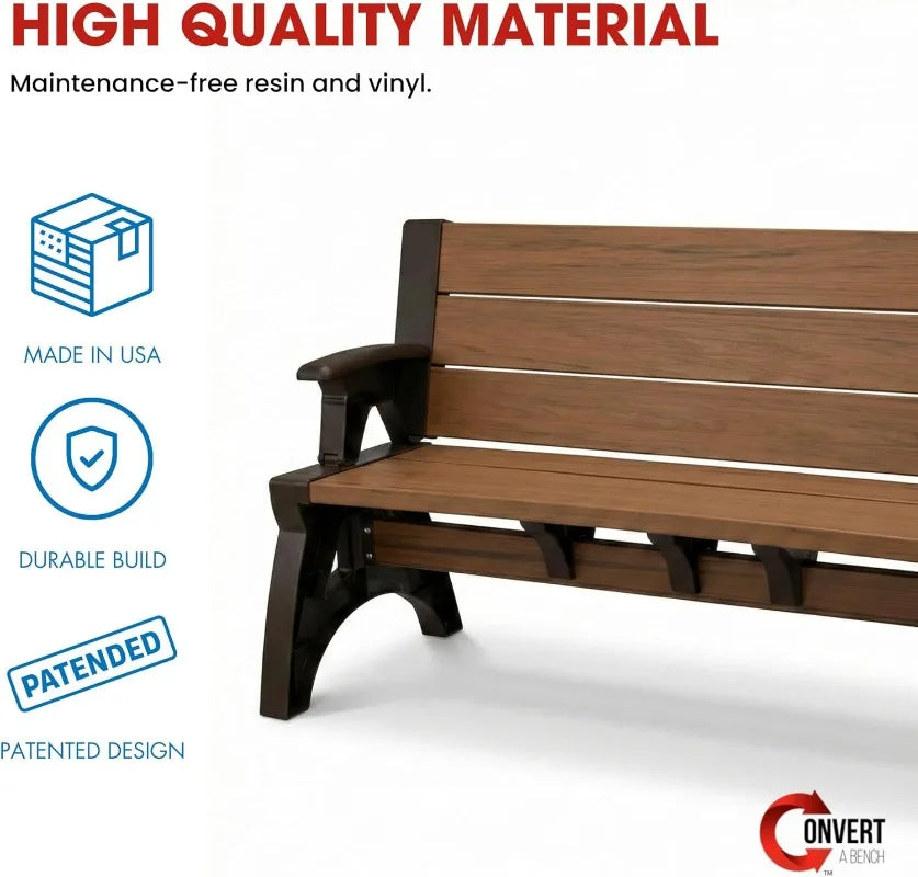 YTYIN Convert a Bench 2 In 1 Outdoor Bench and Picnic Table