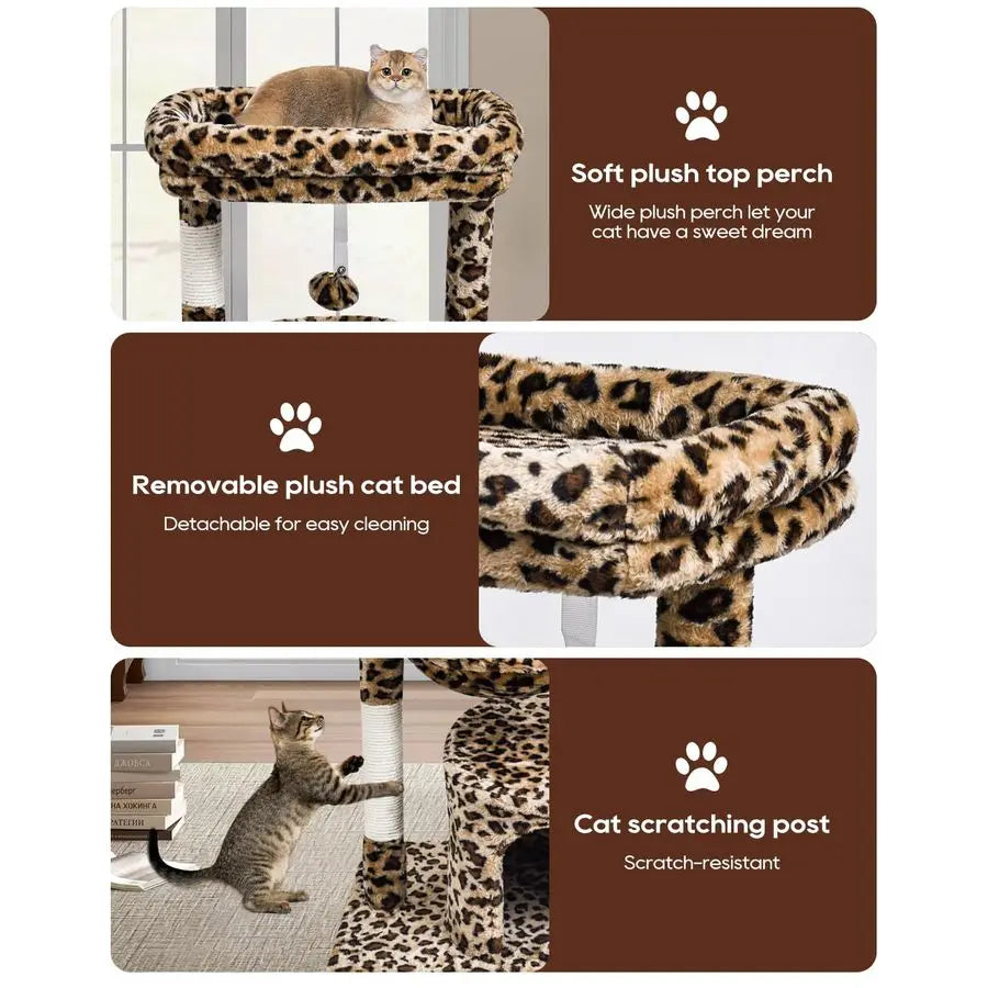 XMSJ Leopard Print Cat Tree Indoor Cat Tower