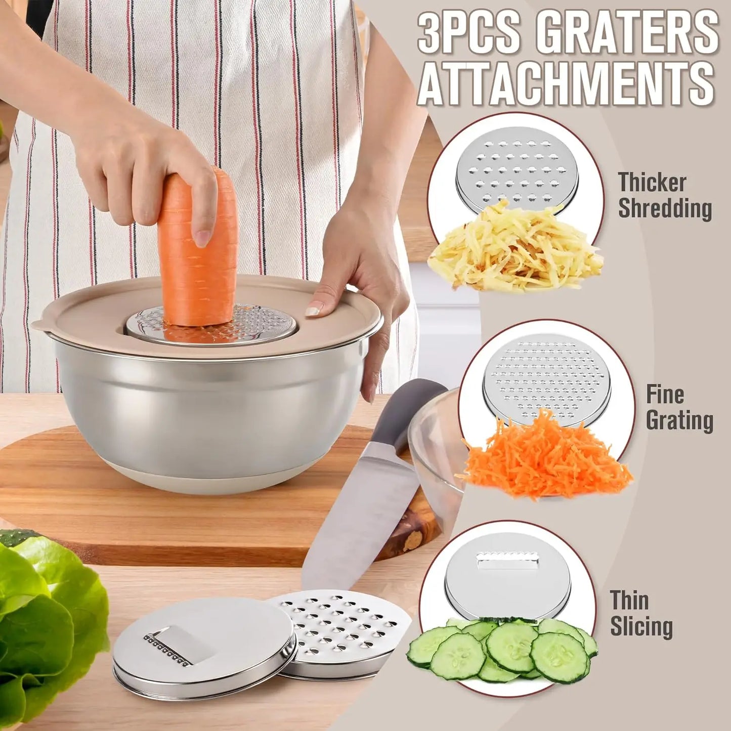 XMSJ Mixing Bowls With Lids Stainless Steel Nesting Set