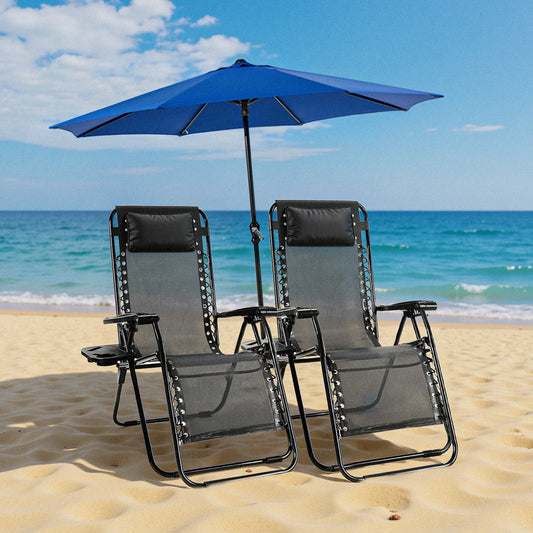 JHK Zero Gravity Portable Recliner Outdoor Lounge Chair With Cup Holder